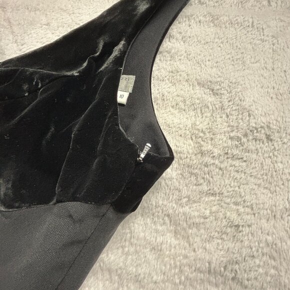 Andrea Polizzi For Rex Lester Black Velvet Striped Mini Dress Size 10 Lined - Picture 4 of 9